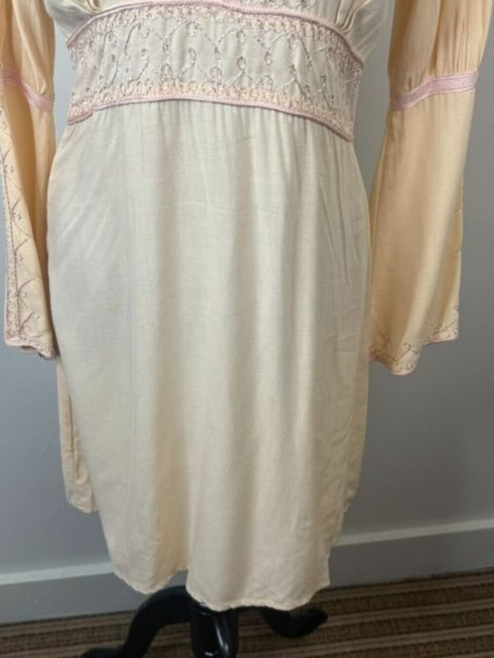 Vanesska for Calypso Christiane Celle Peach Embroidered Boho Tunic Dress Size S - Picture 4 of 10